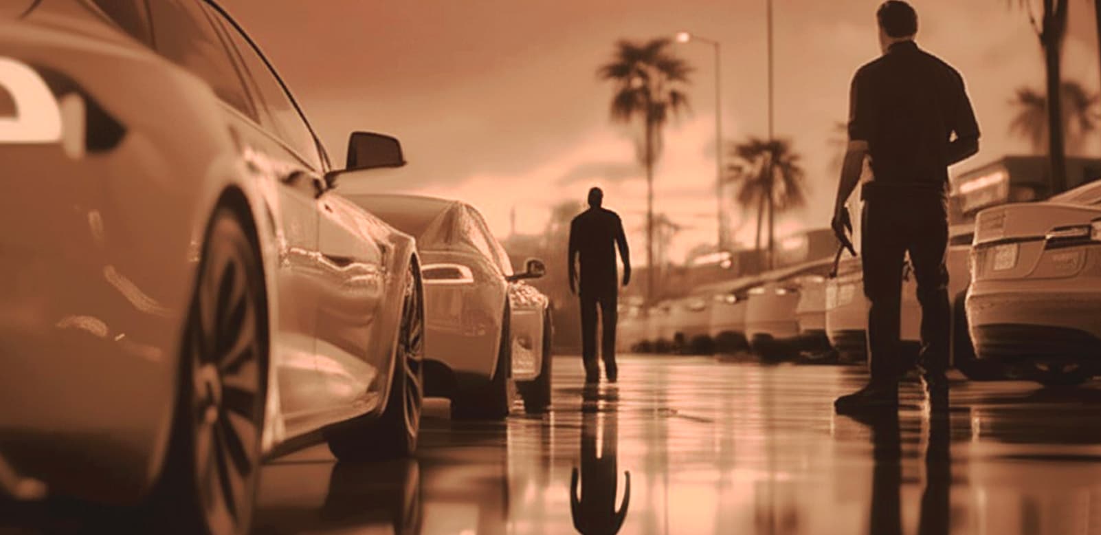 Tesla futuristic autonomous vehicle scene